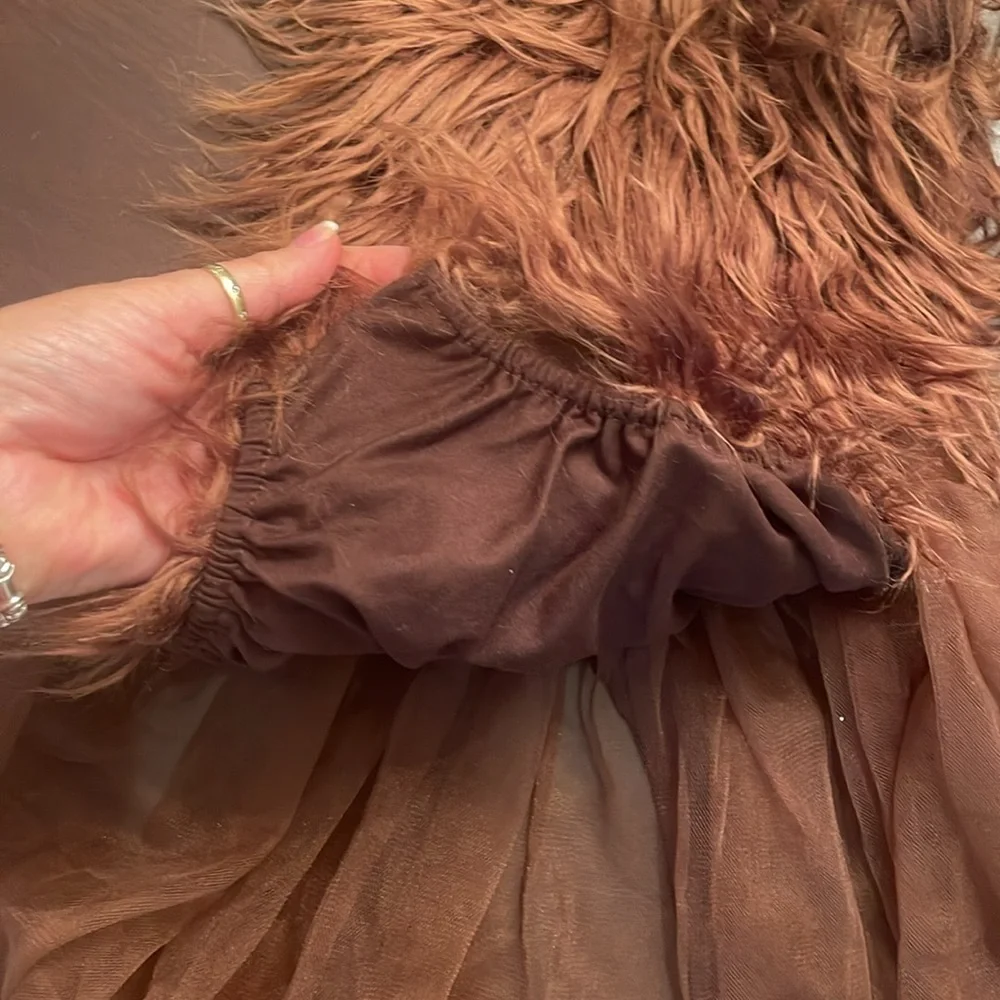 New Reindeer faux fur costume dress and leg warmers and antlers